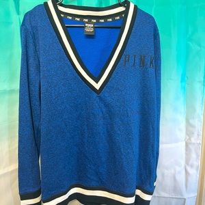 Victoria’s Secret PINK Varsity Crew V-Neck Sweater Pullover